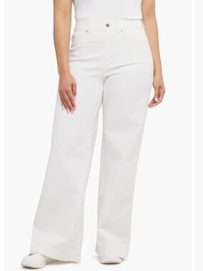 SPANX WIDE LEG HIGH WAIST WHITE PULL ON JEANS SIZE XL